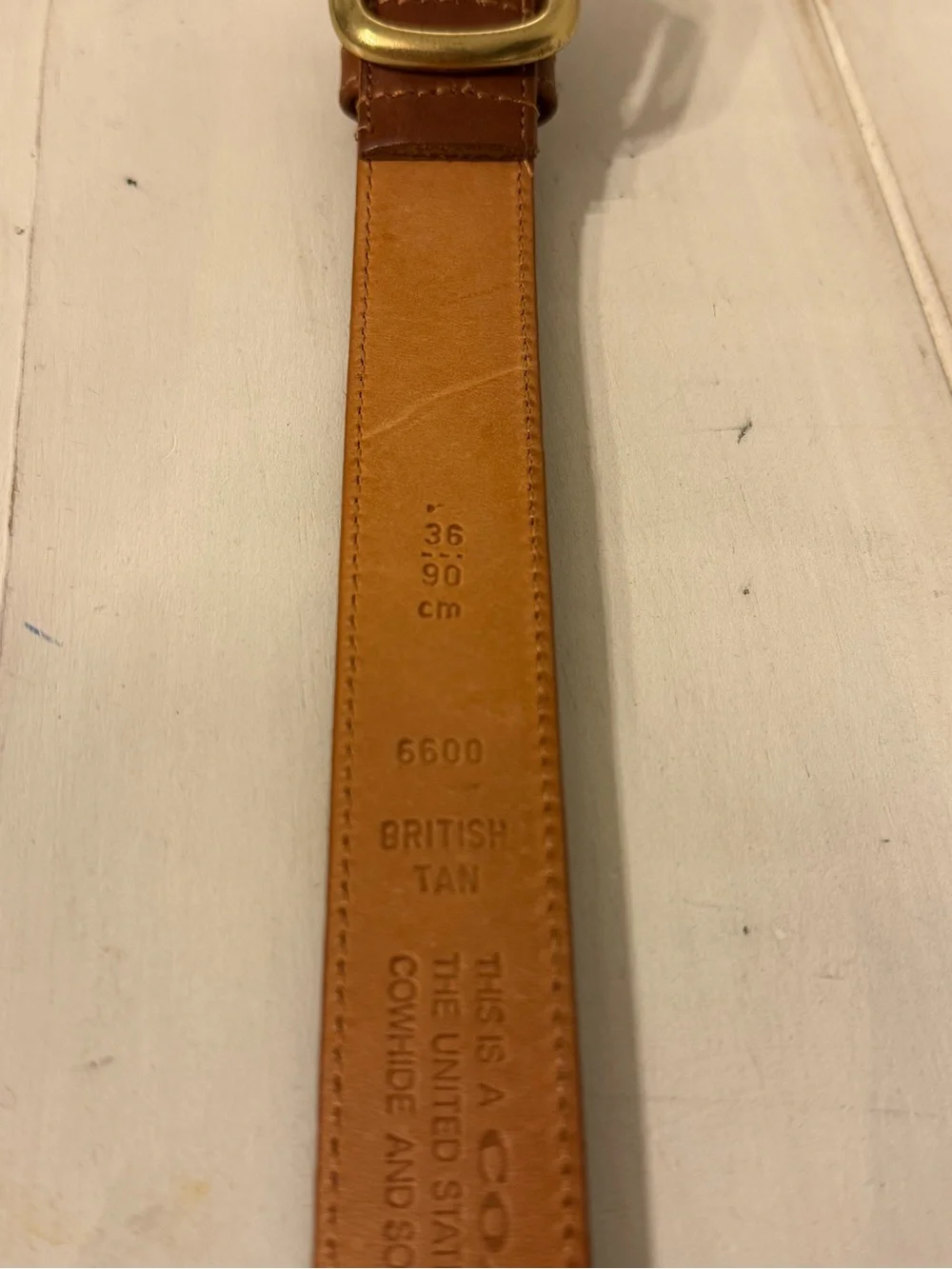 Vintage Coach # 6600 British Tan Leather Belt, 36/90